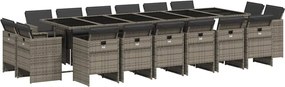 vidaXL Set mobilier de grădină cu perne, 17 piese, gri, poliratan