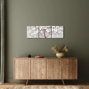 Tablou - Imaginea copacului alb cu flori albe, rosegold (cu ceas) (90x30 cm)