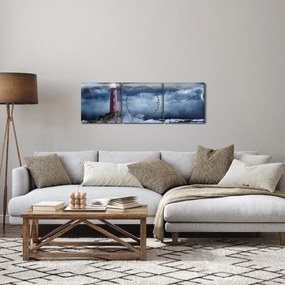 Tablou - Far pe stâncă (cu ceas) (90x30 cm)