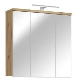 Dulap de baie suspendat cu oglindă VENOM, alb/stejar artisan