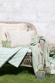 Cuvertură matlasată din bumbac cu imprimeu floral, verde și crem, 180x130 cm „Aix”