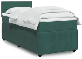 3287629 vidaXL Pat box spring cu saltea, verde închis, 90x190 cm, catifea