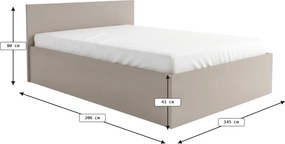 Pat SOFIA 140 x 200 cm, casmir bej Saltele: Saltea Sommera 18 cm, Somiera pat: Cu lamele drepte