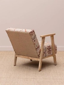 Fotoliu lounge kilim din lână și iută naturală cu structură din lemn de acacia, „Tierra”