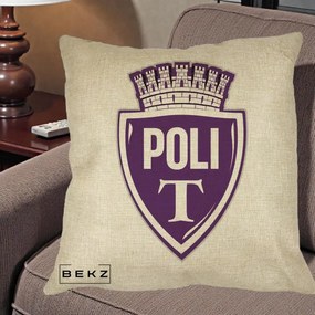 Perna Personalizata Poli Timisoara Fotbal, 40x40 cm, Crem, Husa Detasabila, Perna Inclusa, BEKZ®
