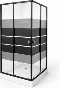 Cabina de dus patrata 90x90 cm, profil negru mat, sticla securizata 5 mm, cu cadita inclusa