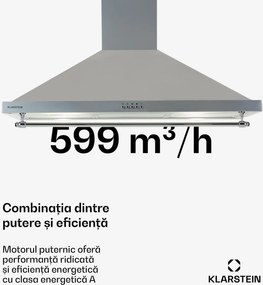 Klarstein Montblanc 90, hota, 599m³/h. 165W, 2x1.5W, LED, bandă