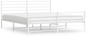 352390 vidaXL Cadru de pat metalic cu tăblie de cap/picioare, alb, 180x200 cm
