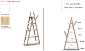 Bibliotecă pentru copii Tipi albă din MDF și pin masiv – colecția Kiddy – Vipack