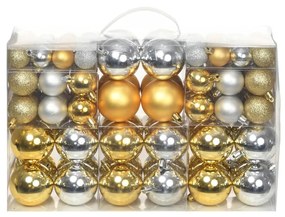 vidaXL Globuri de crăciun, 100 buc., argintiu/auriu