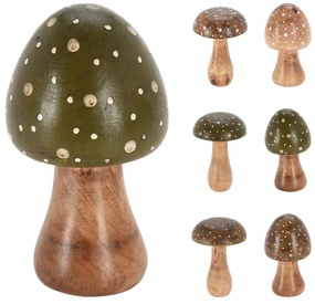 Decoratiune ciuperca din lemn de mango 15 cm - modele diverse