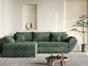 Colțar extensibil dumonde cu ladă de depozitare si sezut confortabil din spuma high-density, Loana Euphoria Green 270x185 cm