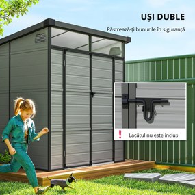 Outsunny Șopron pentru Grădină din Plastic cu Ferestre și Orificii de Ventilație, 190x191x215 cm, Gri Deschis | Aosom Romania