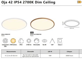 Plafoniera slim pentru baie IP54 LED dimabil 2700K Oja 42 Wood Foil