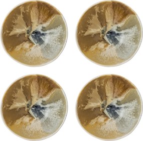 Set 4 boluri din ceramică artizanală, maro antichizat, finisaj patinat, 15×8 cm, „Lacey"