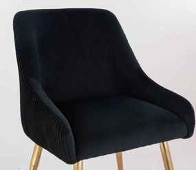 HR920 Scaun cu picioare aurii Neagră din Catifea