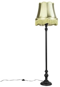Lampă de podea neagră cu abajur verde „bunicuță” - Classico