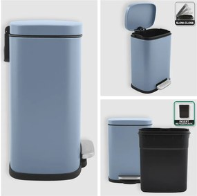 Coș de gunoi albastru deschis cu pedală din oțel 5 l Akira – Spirella