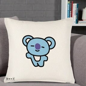 Perna Personalizata BT21 Koya Kawaii, 40x40 cm, Crem Reliefat, Husa Detasabila, Perna Inclusa, BEKZ®