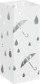 HOMCOM Suport pentru Umbrele din Metal cu 4 Cârlige, Suport pentru Umbrele cu Design Modern, 15,5x15,5x41 cm, Alb | Aosom Romania