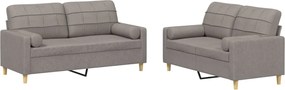 vidaXL Set de canapele cu perne, 2 piese, gri taupe, textil