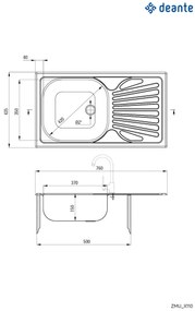 Chiuvetă din inox, 1-cuvă cu picurător, Techno, ZMU_3110