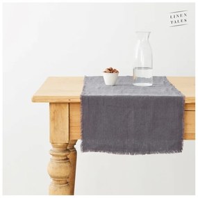 Napron gri închis din in 200x40 cm - Linen Tales