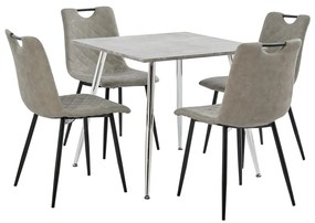 Set mobilier bucatarie, 5 piese, gri deschis, piele ecologica Gri, 5