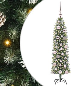 vidaXL Copac Artificial Slăb de Crăciun cu 150 LED Verde și alb 120 cm