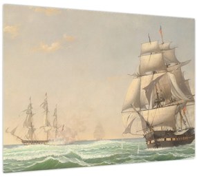 Tablou - Fitz Henry Lane, The United States Frigate President Engaging the British Squadron, reproducere (70x50 cm)