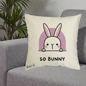 Perna Decorativa So Bunny Kawaii, 40x40 cm, Ecru, Husa Detasabila, Perna Inclusa, BEKZ®