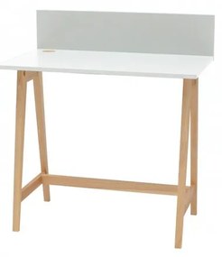 Birou cu bază din lemn de frasin Ragaba Luka, lungime 85 cm, alb