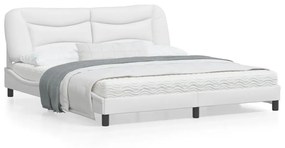 3208017 vidaXL Cadru de pat cu tăblie, alb, 180x200 cm, piele ecologică