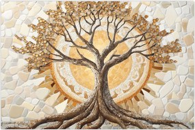 Tablou – Arborele vieții auriu în mozaic (90x60 cm)