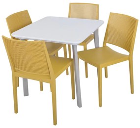 Scaun de grădină galben din plastic Grid – Rojaplast