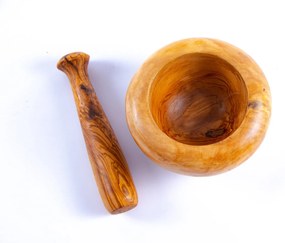 Mojar cu pistil Rotund din lemn de maslin