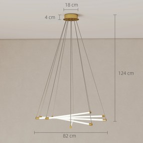 HOMCOM Lampă de tavan LED, 50 W, 5 tuburi de lumină ajustabile, reglabilă, corp de iluminat pentru living, sufragerie, bucătărie, Auriu+Alb | Aosom Romania