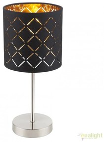 Lampa eleganta cu abajur din tesatura negru cu auriu, CLARKE 15229T GL