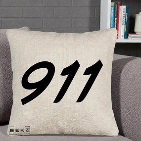 Perna Personalizata 911 Bold, 40x40 cm, Bej Canapea, Husa Detasabila, Perna Inclusa, BEKZ®