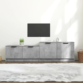 Comoda TV, gri beton, 158,5x36x45 cm, lemn prelucrat