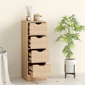 HOMCOM Dulap de Baie Compact cu 4 Sertare și Mânere Sculpatate, Stil Nordic | Aosom Romania