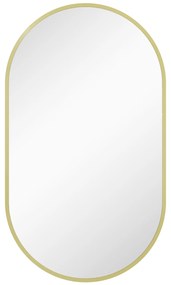HOMCOM Marele miroir oval de perete cu cadru din aluminiu în stil minimalist, montaj vertical sau orizontal cu 3 cârlige, 40 x 70 cm, auriu | Aosom Romania