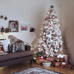 Brad de Crăciun feeric de culoare albă luxoasă 220 cm