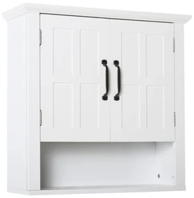 Homcom Dulapior 2 Rafturi de Montat pe Perete de Perete Bucatarie Baie Lemn 60x19,8x58cm Alb