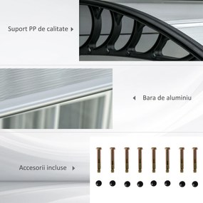 Outsunny Copertina moderna din policarbonat si aluminiu pentru balcoane, ferestre si usi, copertina pentru exterior | Aosom Romania