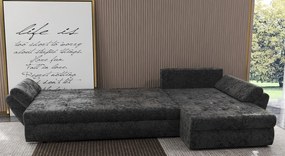 Colțar extensibil dumonde cu ladă de depozitare si sezut confortabil din spuma high-density, Loana XL Euphoria Negru 335x185 cm