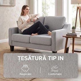 HOMCOM Canapea Compactă cu Arcuri, Gri Deschis | Aosom Romania