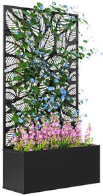 Outsunny Jardinieră cu Grilaj pentru Plante Cățărătoare cu Montare pe Perete sau Independent, 61x23x113 cm, Negru | Aosom Romania