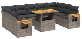 3273664 vidaXL Set mobilier de grădină cu perne, 10 piese, gri, poliratan