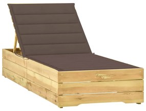 vidaXL Șezlong cu pernă taupe, lemn de pin tratat